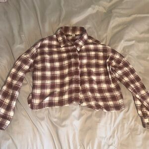 Maroon and White flannel American Eagle